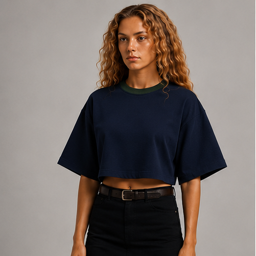 The Contrast Tee - Navy