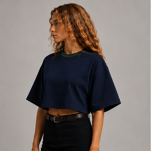 The Contrast Tee - Navy